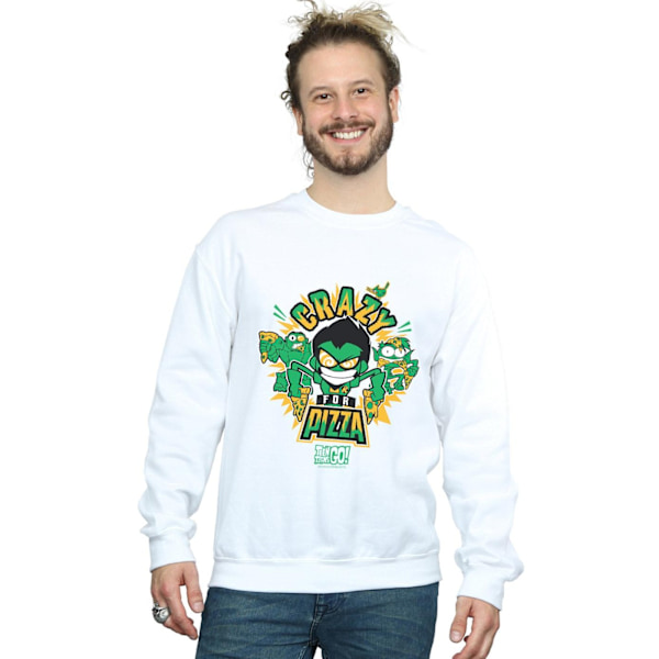 DC Comics Herr Teen Titans Go Crazy For Pizza Sweatshirt 3XL Vit White 3XL