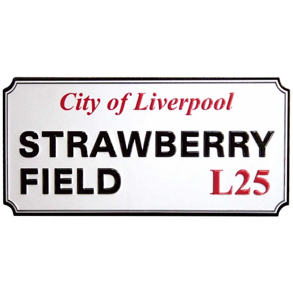 Rock Off Strawberry Field Liverpool Skylt Präglad Kylskåpsmagnet White/Black/Red One Size
