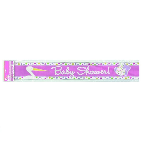 Unik festtjej Stork Baby Shower Banner En Storlek Rosa/Vit Pink/White One Size