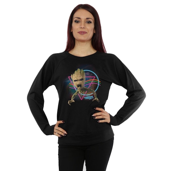 Marvel Dam/Kvinnor Guardians Of The Galaxy Neon Groot Sweatshirt Black S