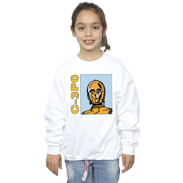 Star Wars Girls C3PO Line Art Sweatshirt 3-4 år Vit White 3-4 Years