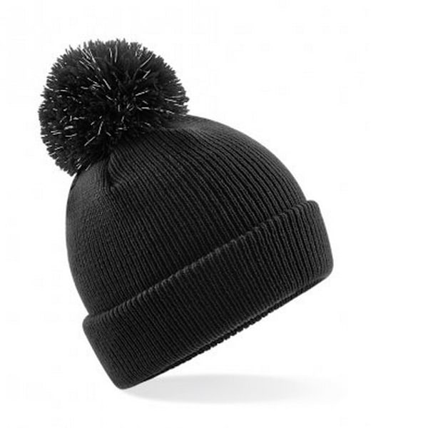 Beechfield Barn Reflective Bobble Beanie En Storlek Svart Black One Size