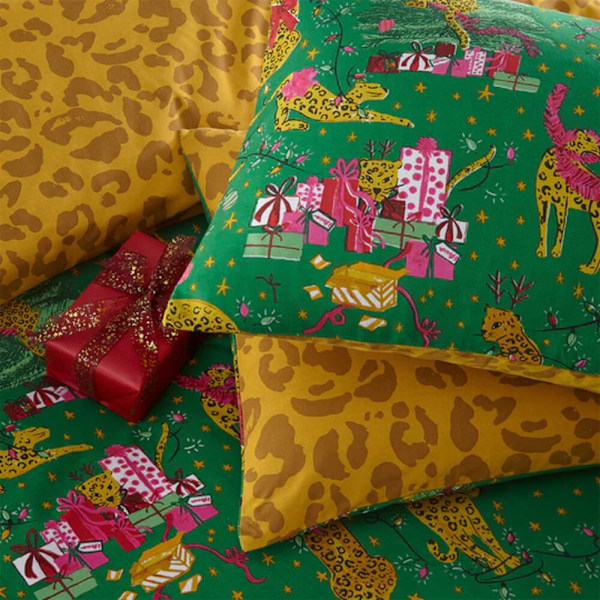 Furn Purrfect Jul Örngott Set Junior Grön/Guld Green/Gold Junior