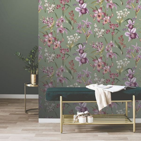 Rasch Maya Blommig Tapet 10m x 53cm Salviagrön Sage Green 10m x 53cm
