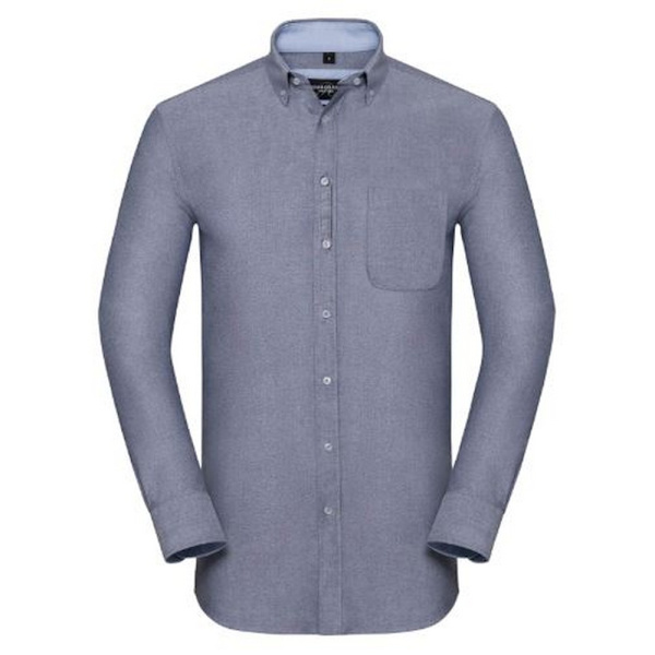 Russell Collection Herr Långärmad Skräddarsydd Oxford Skjorta S Oxf Oxford Navy/Oxford Blue S