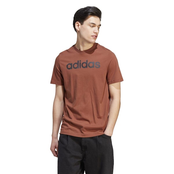 Adidas Herr Essentials Linjär Broderad Logotyp T-Shirt M Brun Brown M