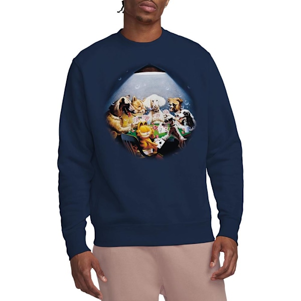 Garfield Unisex Vuxen Spelar Med De Stora Hundarna Sweatshirt XXL Navy XXL