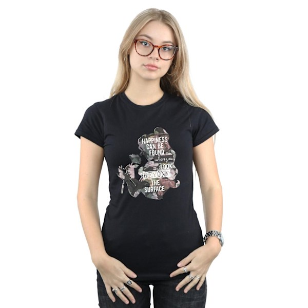 Disney Princess Dam T-shirt i bomull med Belle Happiness-motiv, storlek XL Black XL