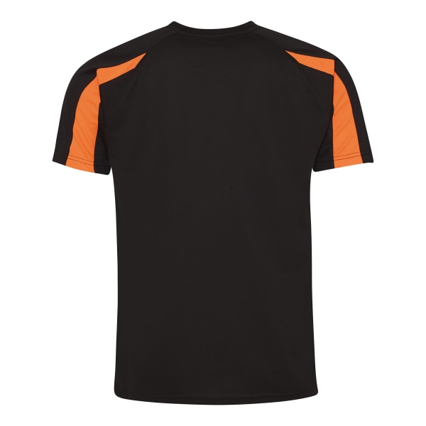 Just Cool Mens Contrast Cool Sports Plain T-Shirt S Jet Black/E Jet Black/Electric Orange S