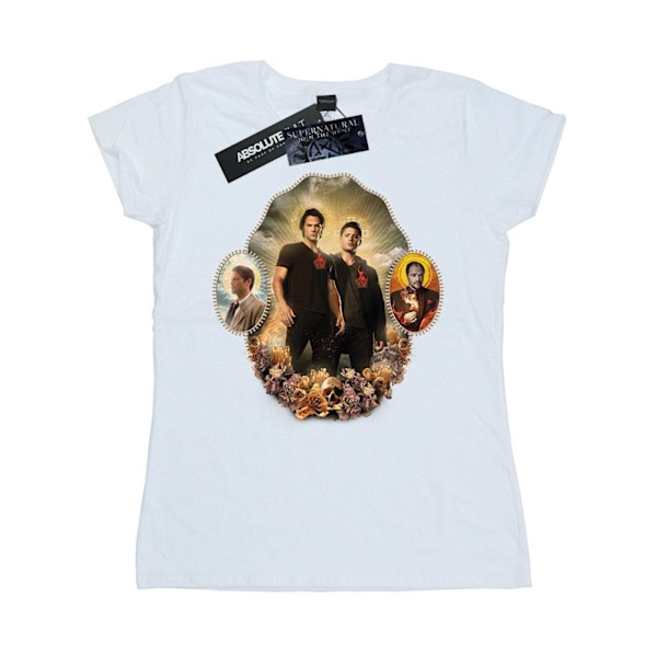 Supernatural Dam/Kvinnor Holy Shrine Bomull Boyfriend T-Shirt White L