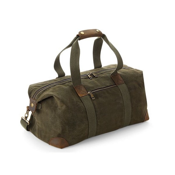 Quadra Heritage Läder Accents Holdall En Storlek Olivgrön Olive Green One Size