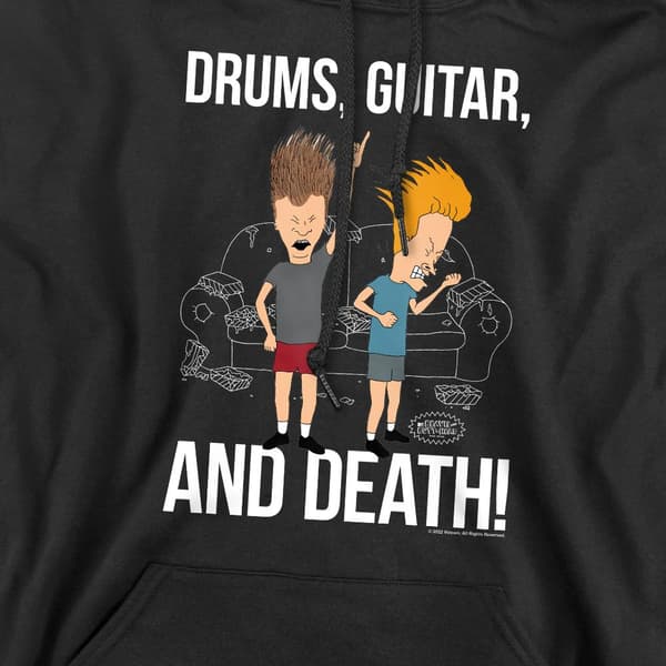 Beavis & Butthead Herrtröja med huva Trummor Gitarr & Död L Svart Black L