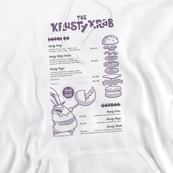 SpongeBob SquarePants Herr Krusty Krab Meny Huvtröja M Vit White M
