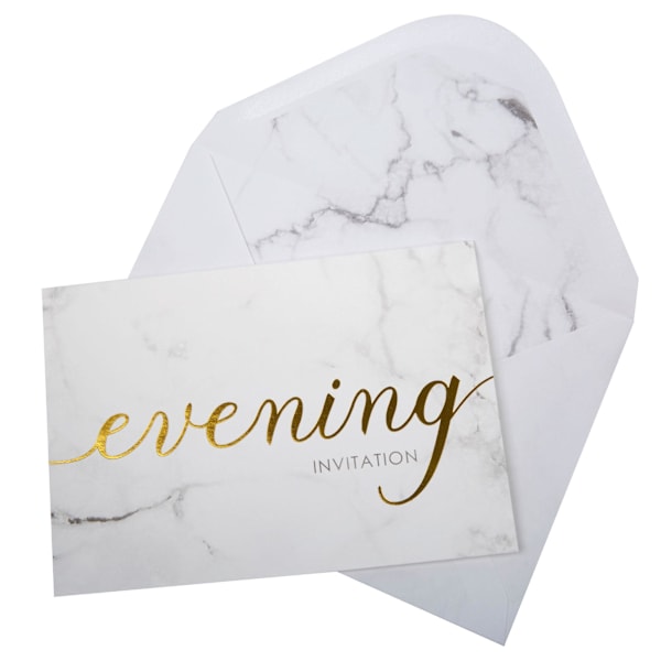 Neviti Evening Marble Effect Bröllopsinbjudan (10-pack) På White/Gold One Size