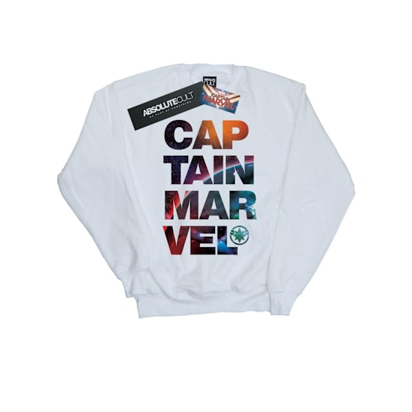 Marvel Girls Captain Marvel Space Text Sweatshirt 9-11 år Vit White 9-11 Years