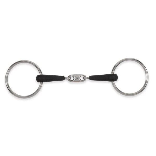 Equirubber Equikind+ Peanut Link Horse Lös Ring Snaffle Bit 4 Silver/Black 4.5in