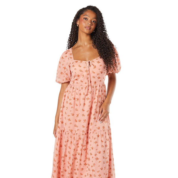 Dorothy Perkins Dam/Kvinnor Tiered Chiffon Front Tie Tall Mid Pink 12 UK