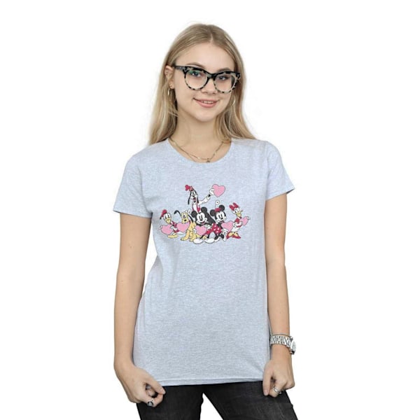 Disney Dam/Kvinnor Mickey Mouse Love Friends Bomull T-shirt M Sports Grey M