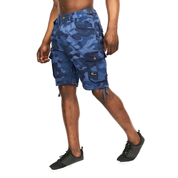 Crosshatch herr Jimster kamouflagemönstrade cargoshorts 34R blå Blue 34R