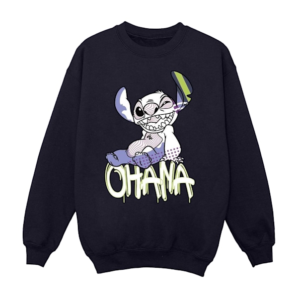 Disney Mens Lilo And Stitch Ohana Graffiti Sweatshirt M Navy Bl Navy Blue M