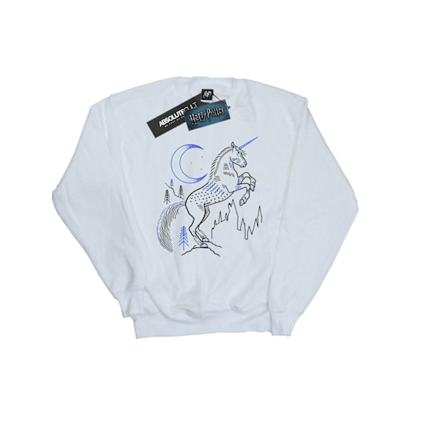 Harry Potter Pojkar Enhörning Linje Konst Sweatshirt 7-8 År Vit White 7-8 Years