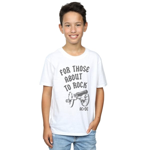 AC/DC Boys For Those About To Rock Cannon T-Shirt 5-6 år Vit White 5-6 Years