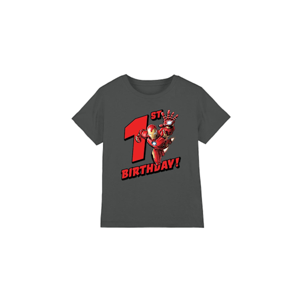 Iron Man Barn/Barn 1-årsdag T-shirt 7-8 År Kolgrå Charcoal 7-8 Years