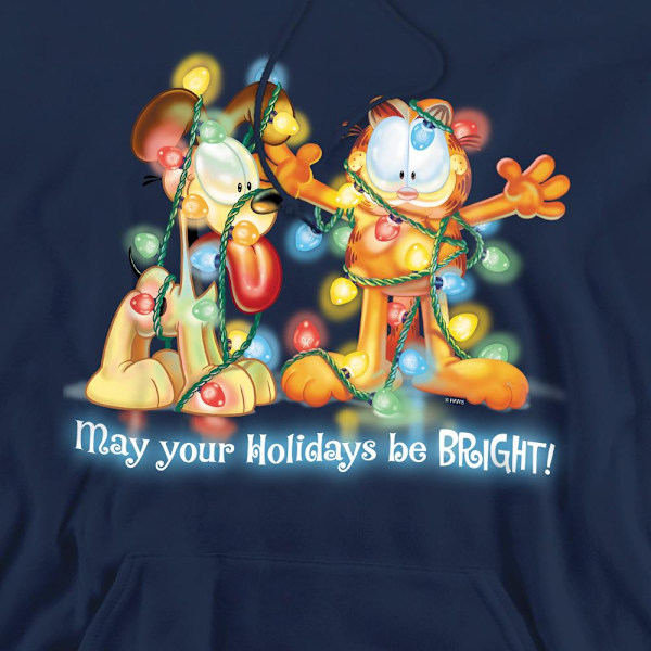 Garfield Herr Ljusstark Jul-Hoodie XL Marinblå Navy XL