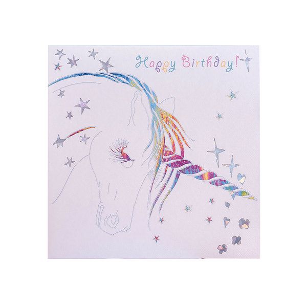 Deckled Edge prancing Myth Hälsningskort En one size Happy Birthd Happy Birthday - Unicorn Head (Whit One Size
