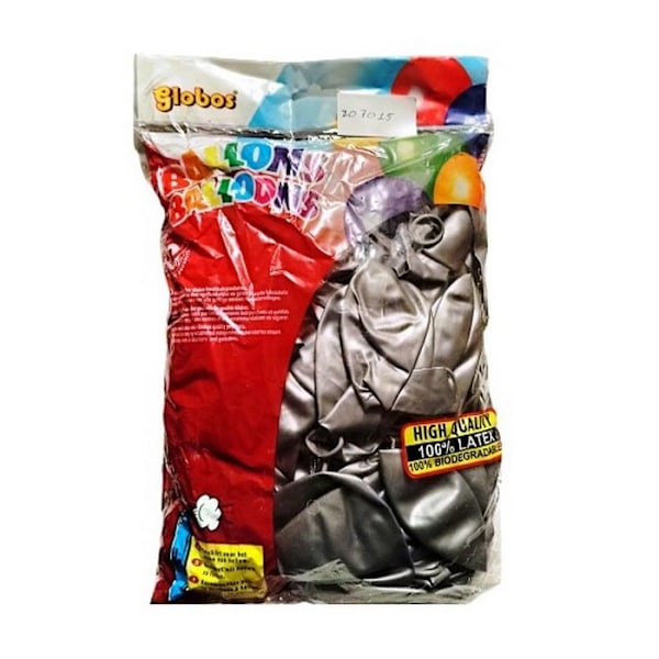 Globos Premium Latex Metallic Ballonger (Förpackning om 100) En Storlek S Silver One Size