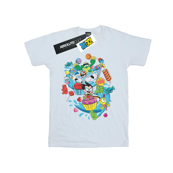 DC Comics Dam/Damer Teen Titans Go Candy Mania Bomull Boyfriend T-Shirt M Vit White M