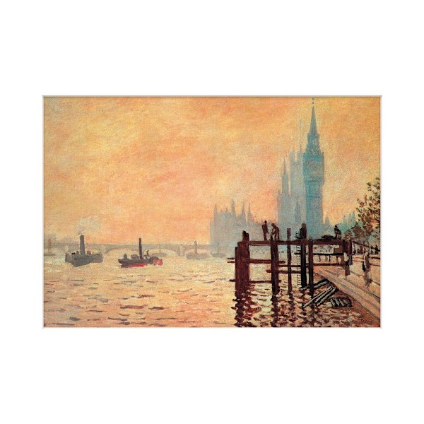 Claude Monet The Thames And Westminster Print 40cm x 30cm Orang Orange/Grey/Brown 40cm x 30cm