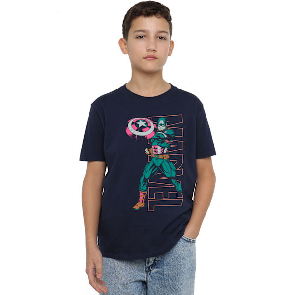 Captain America Barn/Barn Emerge T-Shirt 9-10 År Marinblå Navy 9-10 Years