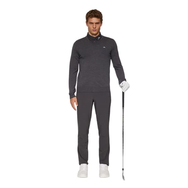 J.Lindeberg Herr Lymn Broderad Logotyp Stickad V-ringad Tröja Grey Melange S