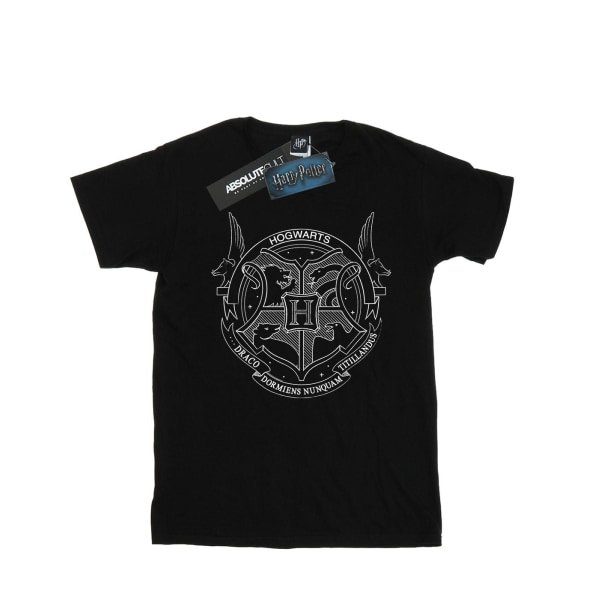 Harry Potter T-shirt i bomull med Hogwarts-sigill för flickor, 9-11 år, svart Black 9-11 Years