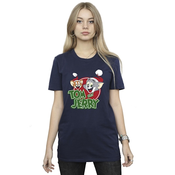 Tom And Jerry Dam/Damer Julhatt Logotyp Bomull Boyfriend Navy Blue L