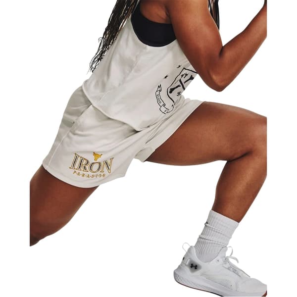 Under Armour Dam Project Rock Iron Paradise Shorts 8 White 8 UK
