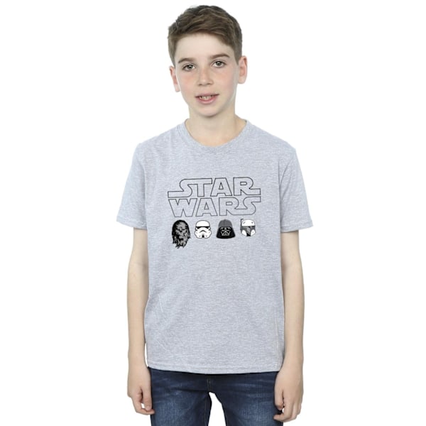 Star Wars Boys Character Heads T-Shirt 12-13 år Sports Grey Sports Grey 12-13 Years