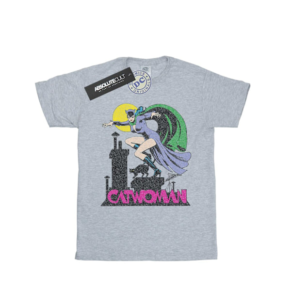 DC Comics Girls Catwoman Crackle Logo Bomull T-shirt 12-13 år Sports Grey 12-13 Years