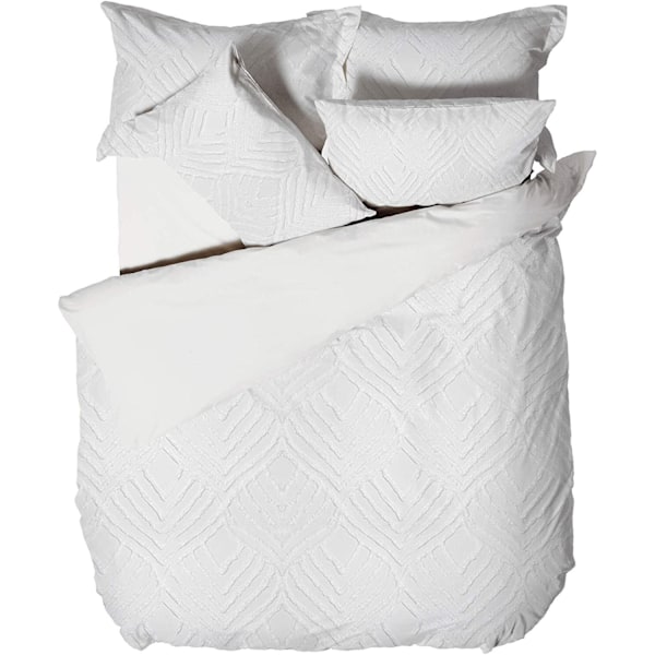 Linen House Palm Springs Chenille Ogee Påslakan Set Enkelsäng W White Single