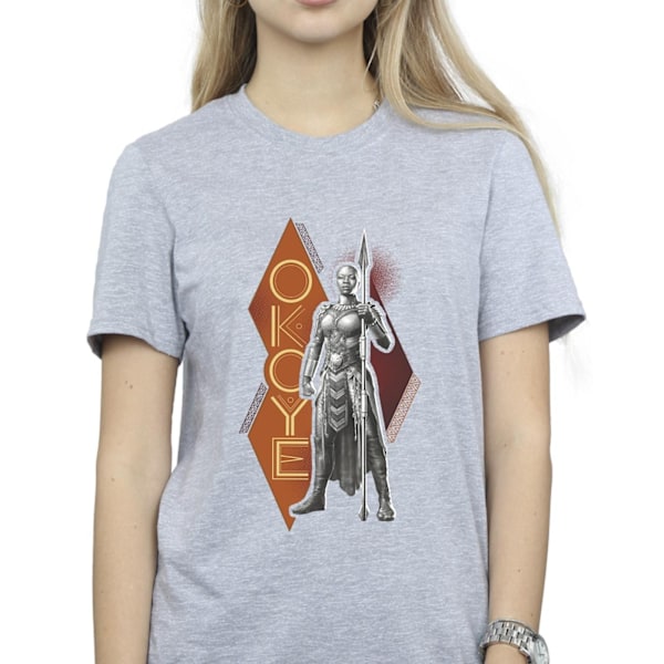 Marvel Dam/Kvinnor Wakanda Forever Okoye Stance Bomull Pojkvän Sports Grey XXL