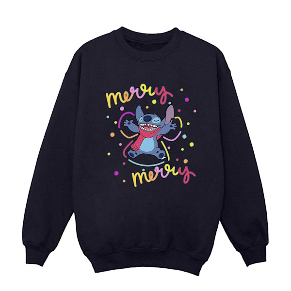 Disney Dam/Kvinnor Lilo & Stitch Merry Rainbow Sweatshirt 3XL Navy Blue 3XL