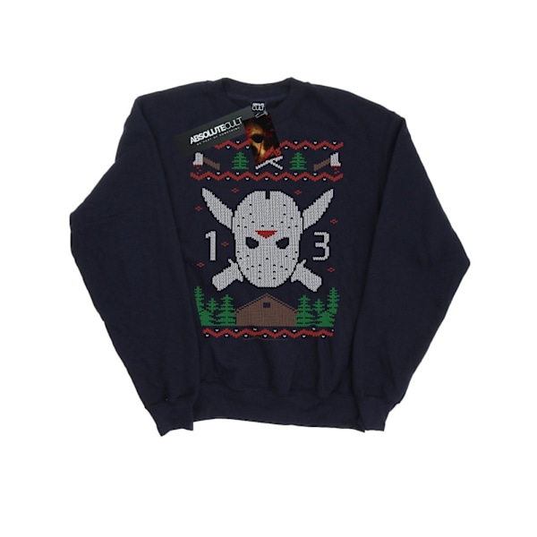 Fredag den 13:e Herr Jul Fair Isle Sweatshirt S Marinblå Navy Blue S