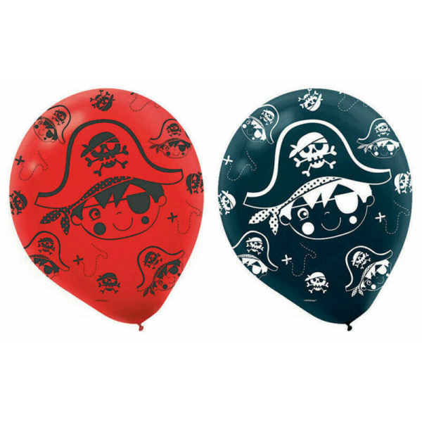 Amscan Latex Pirate Balloon (Pack med 6) One Size Röd/Svart/Vit Red/Black/White One Size