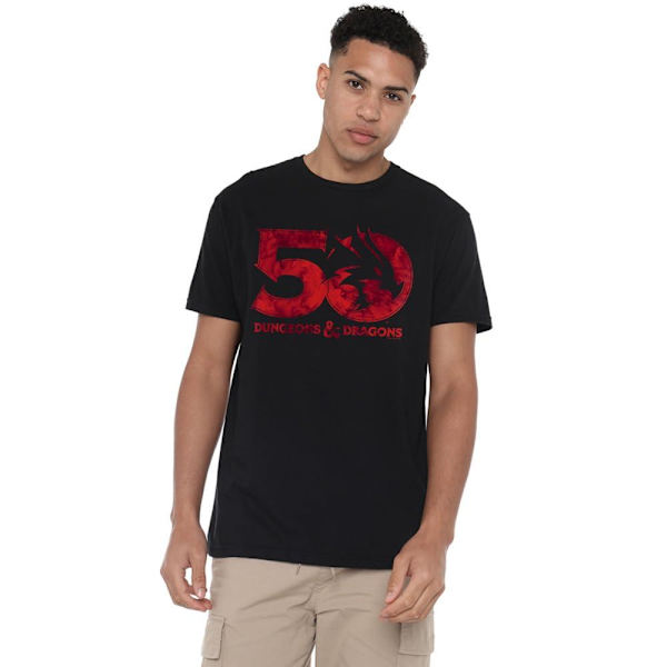 Dungeons & Dragons Herr Stacked Logo 50-års T-Shirt L Svart Black L