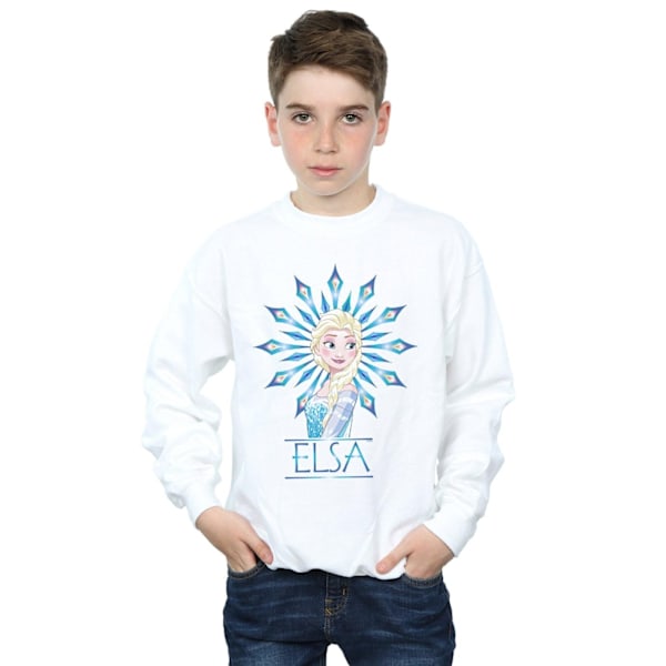 Disney Boys Frozen Elsa Snowflake Sweatshirt 9-11 år Vit White 9-11 Years