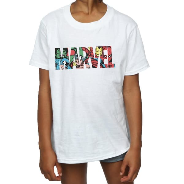 Marvel Comics Flickor Infill Karaktär Bomullslogotyp T-shirt 12-13 White 12-13 Years