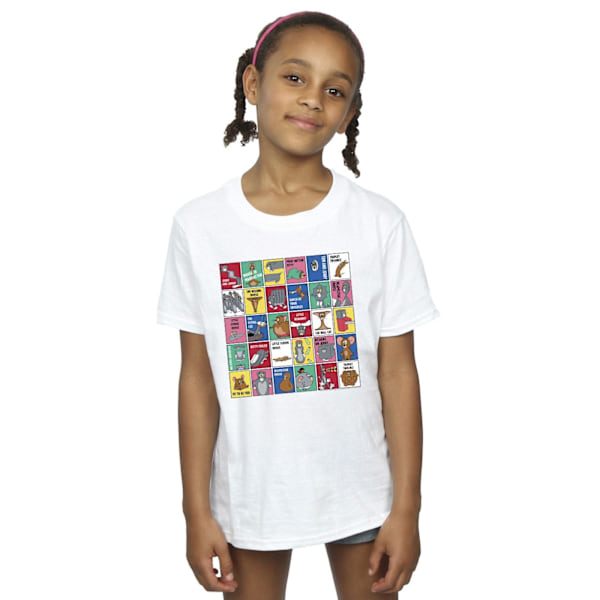 Tom And Jerry Girls Grid Squares Bomull T-shirt 9-11 År Vit White 9-11 Years