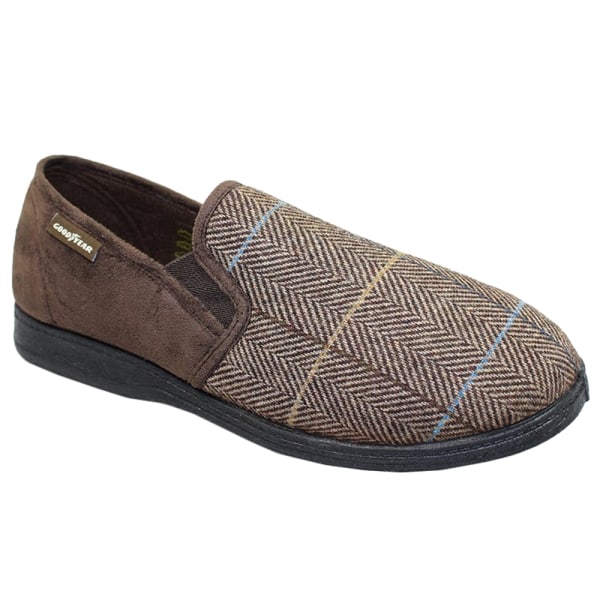 Goodyear Mens Harrison Tweed Slippers 7 UK Brown Brown 7 UK