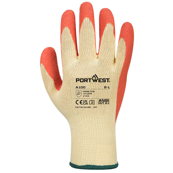 Portwest A100 Latex Grip Handskar M Orange Orange M